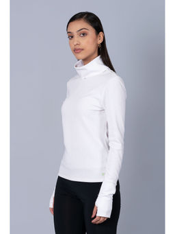 Muvazo - Women White Rush In White High Neck T-shirt