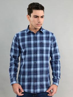 Monte Carlo - Navy Blue Men Regular Fit Check Full Sleeve Shirt