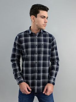 Monte Carlo - Navy Blue Men Regular Fit Check Full Sleeve Shirt