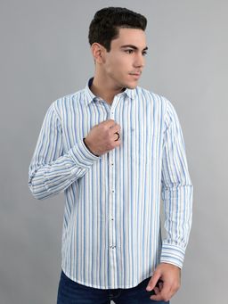 Monte Carlo - Blue Men Regular Fit Stripes Full Sleeve Shirt