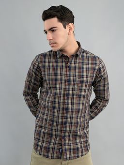Monte Carlo - Brown Men Regular Fit Check Full Sleeve Shirt