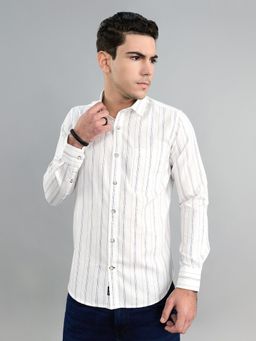 Monte Carlo - White Men Regular Fit Collared Full Sleeve Shirt