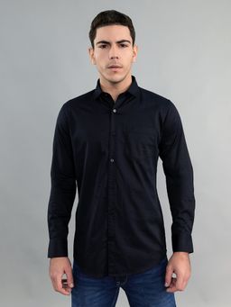 Monte Carlo - Black Men Slim Fit Solid Full Sleeve Shirt