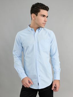 Monte Carlo - Blue Men Slim Fit Solid Full Sleeve Shirt