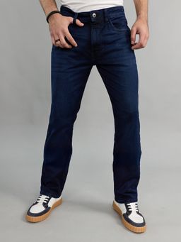Monte Carlo - Men Navy Blue Cotton Blend Solid Slim Jeans