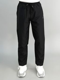 Monte Carlo - Men Black Polyester Blend Solid Trackpant
