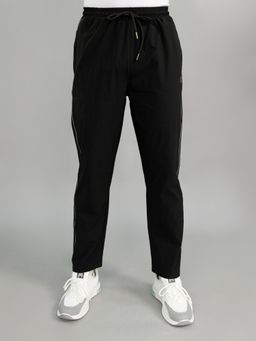 Monte Carlo - Men Black Polyester Blend Solid Trackpant
