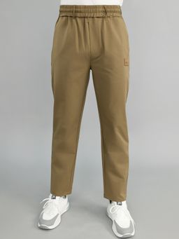 Monte Carlo - Men Khaki Polyester Blend Solid Trackpant
