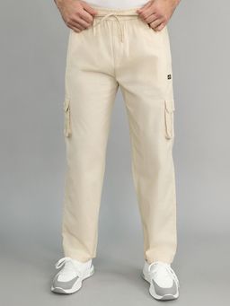 Monte Carlo - Men Beige Cotton Blend Solid Trackpant