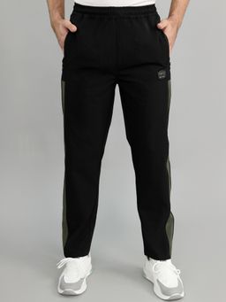 Monte Carlo - Men Black Polyester Blend Solid Trackpant