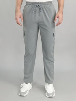 Monte Carlo - Men Grey Polyester Blend Solid Trackpant