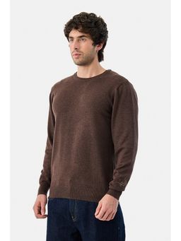 Snitch - Men Brown Cotton Blend Solid Sweater