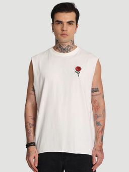 Bene Kleed - Men Off White Cotton Embroidered T-Shirt