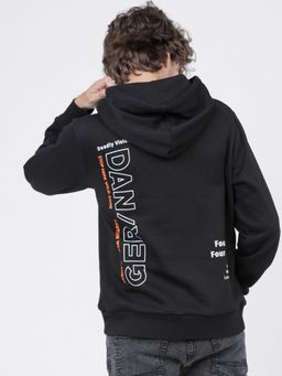 LOCOMOTIVE - Men Black Polyester Typography Hoodie