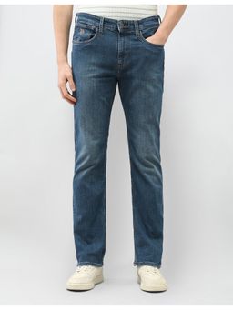 U.S. Polo Assn. Denim Co. - Men Blue Cotton Solid Straight Jeans