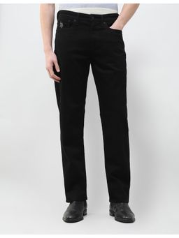 U.S. Polo Assn. Denim Co. - Men Black Cotton Solid Straight Jeans