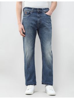 U.S. Polo Assn. Denim Co. - Men Blue Cotton Solid Boot Cut Jeans