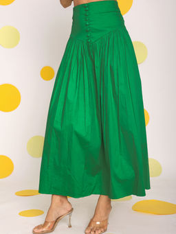 Kaori By Shreya - Green Corset Belt Cotton Long Skirt
