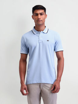 Arrow Sports - Men Solid Blue Half Sleeves Collar Neck Polo T-Shirt