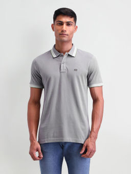 Arrow Sports - Men Solid Grey Half Sleeves Collar Neck Polo T-Shirt