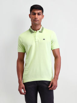Arrow Sports - Men Solid Green Half Sleeves Collar Neck Polo T-Shirt