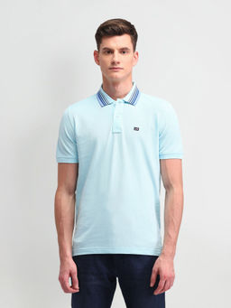 Arrow Sports - Men Solid Blue Half Sleeves Collar Neck Polo T-Shirt