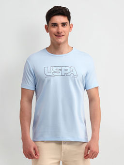 U.S. Polo Assn. Denim Co. - Men Printed Blue Half Sleeves Round Neck T-Shirt