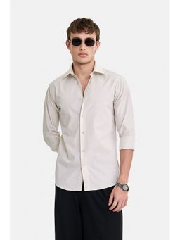 Snitch - Sand Micro Check Full Sleeves Slim Semi Formal Shirt