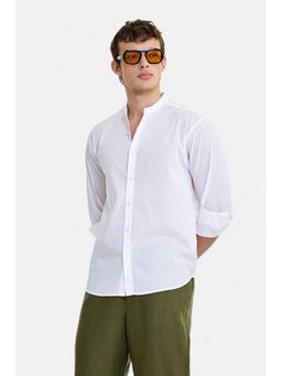 Snitch - White Solid Full Sleeves Regular Casual Shirt