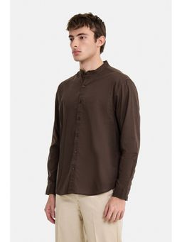 Snitch - Brown Solid Full Sleeves Regular Casual Shirt