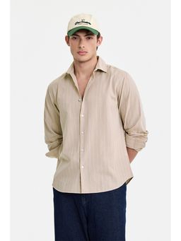 Snitch - Beige Stripes Full Sleeves Regular Casual Shirt