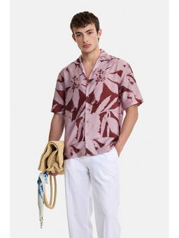 Snitch - Maroon Abstract Half Sleeves Boxy Shirt