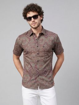 Charagh Din - Maroon Kopro PRINT Casual Shirt