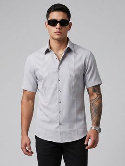 Charagh Din - Grey Blended COMBINATION Casual Shirt