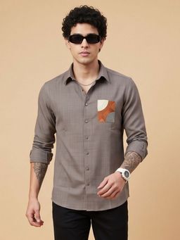 Charagh Din - Brown Blended COMBINATION Casual Shirt