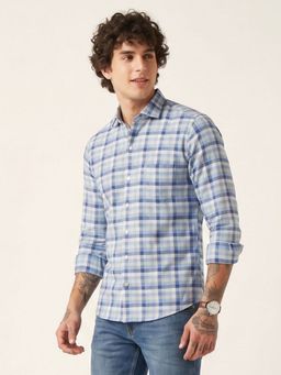 Charagh Din - Blue Cotton REGULAR FIT CHECKS Shirt