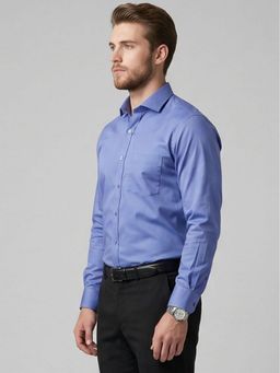 Charagh Din - Blue Cotton REGULAR FIT PLAIN Formal Shirt