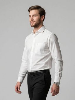 Charagh Din - Cream Cotton REGULAR FIT PLAIN Formal Shirt