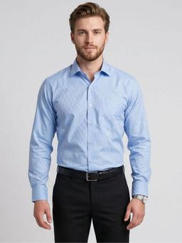 Charagh Din - Blue Cotton REGULAR FIT Formal Shirt