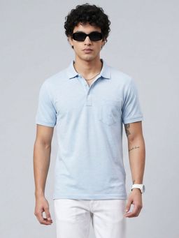 Charagh Din - Blue Blended Regular Fit Casual Polo T-Shirt