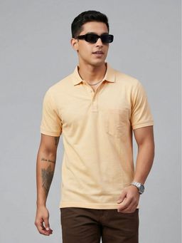 Charagh Din - Beige Blended Regular Fit Casual Polo T-Shirt