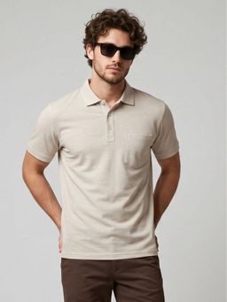 Charagh Din - Grey Blended Regular Fit Casual Polo T-Shirt