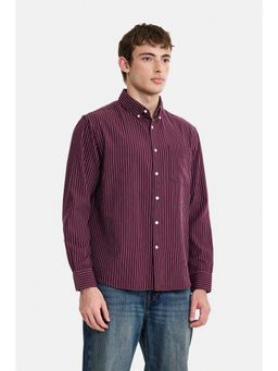 Snitch - Wine Stripes Full Sleeves Regular Casual Shirt