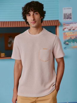Andamen - Beige Men Cotton Light Weight Crew T-Shirt