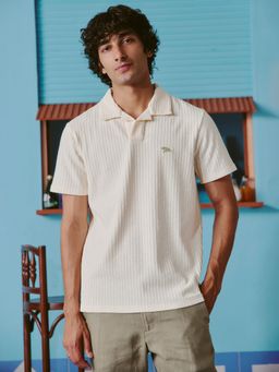 Andamen - Off White Men Cotton Lycra Light Weight Polo T-shirt