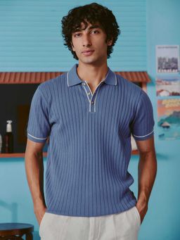 Andamen - Blue Men Cotton Light Weight Polo T-Shirt