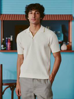 Andamen - Off White Men Cotton Contrast Collar Polo T-Shirt