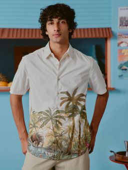 Andamen - Off White Men Woven Printed Regular Fit Shirt