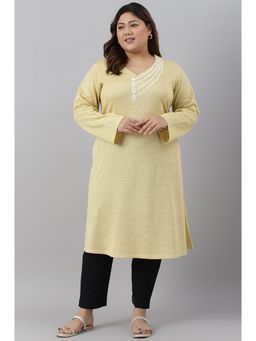 W - Yellow Floral Winter Kurta