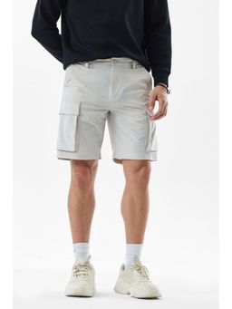 Snitch - Cream Solid Regular Casual Shorts for Men